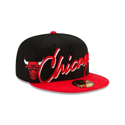 Sapca New Era Chicago Bulls NBA Cursive 59FIFTY Fitted - Negrii